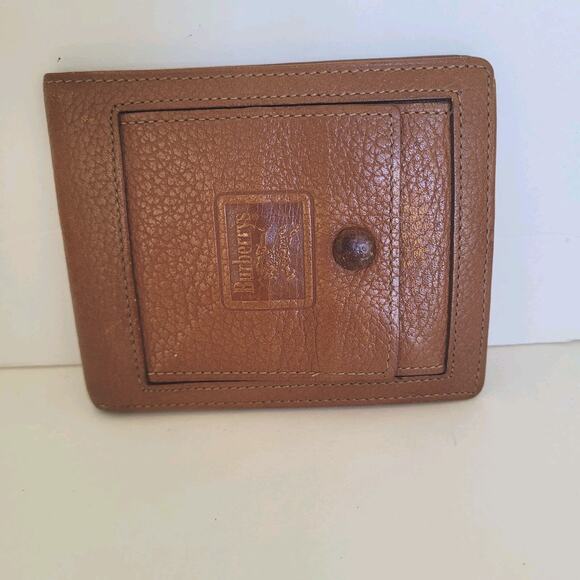 Burberry Wallet Brown Bifold Card Bill Holder Leather Compact Vintage Leather